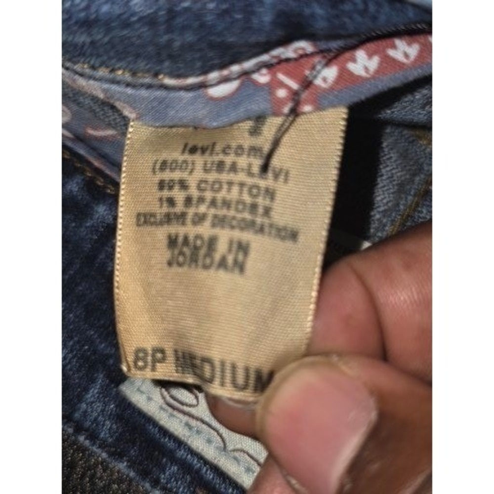 Levis 515 Distressed Denim Shorts Womens 8P Dark Wash Cut Off Raw‎ Hem Low Rise - Picture 4 of 11